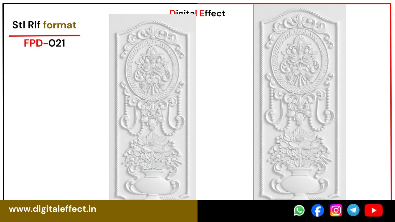 Modern Door STL/RLF design bundle for CNC - flower-pot Door Pack 01
