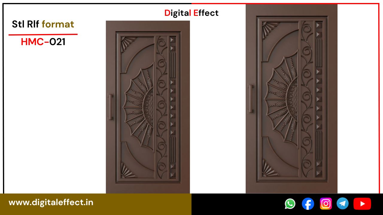 Modern Door STL/RLF design bundle for CNC - Half Moon CIrcle Door Pack 02