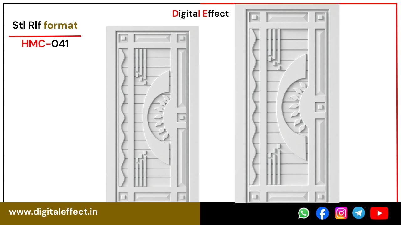 Modern Door STL/RLF design bundle for CNC - Half Moon CIrcle Door Pack 03