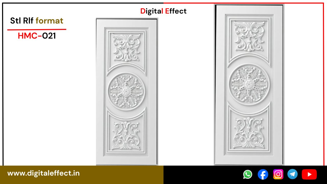 Modern Door STL/RLF design bundle for CNC - middle-circle Door Pack 01