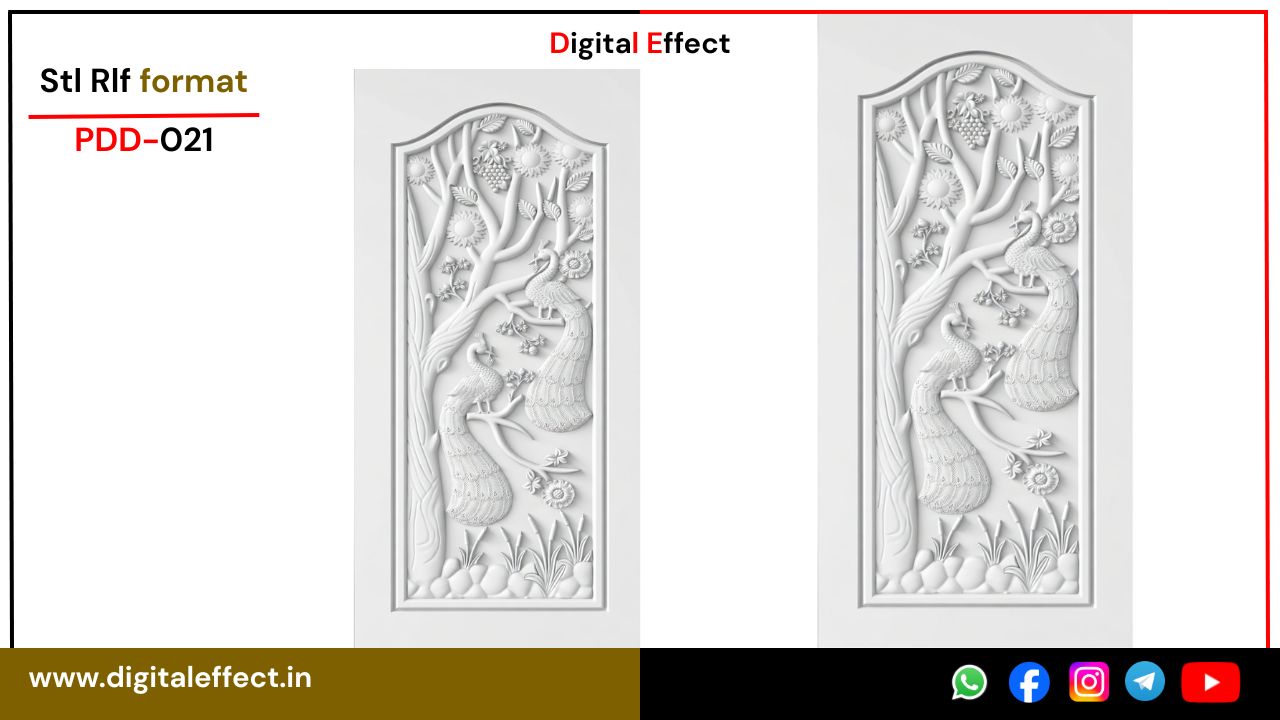 Modern Door STL/RLF design bundle for CNC - Peacock Door Pack 01