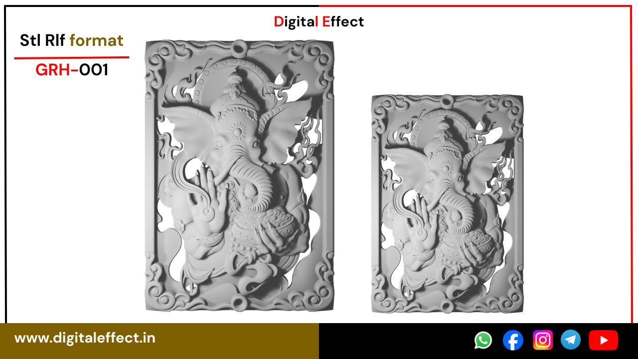 Ganesh Design STL/RLF file for CNC carving - Ganesh Design Pack