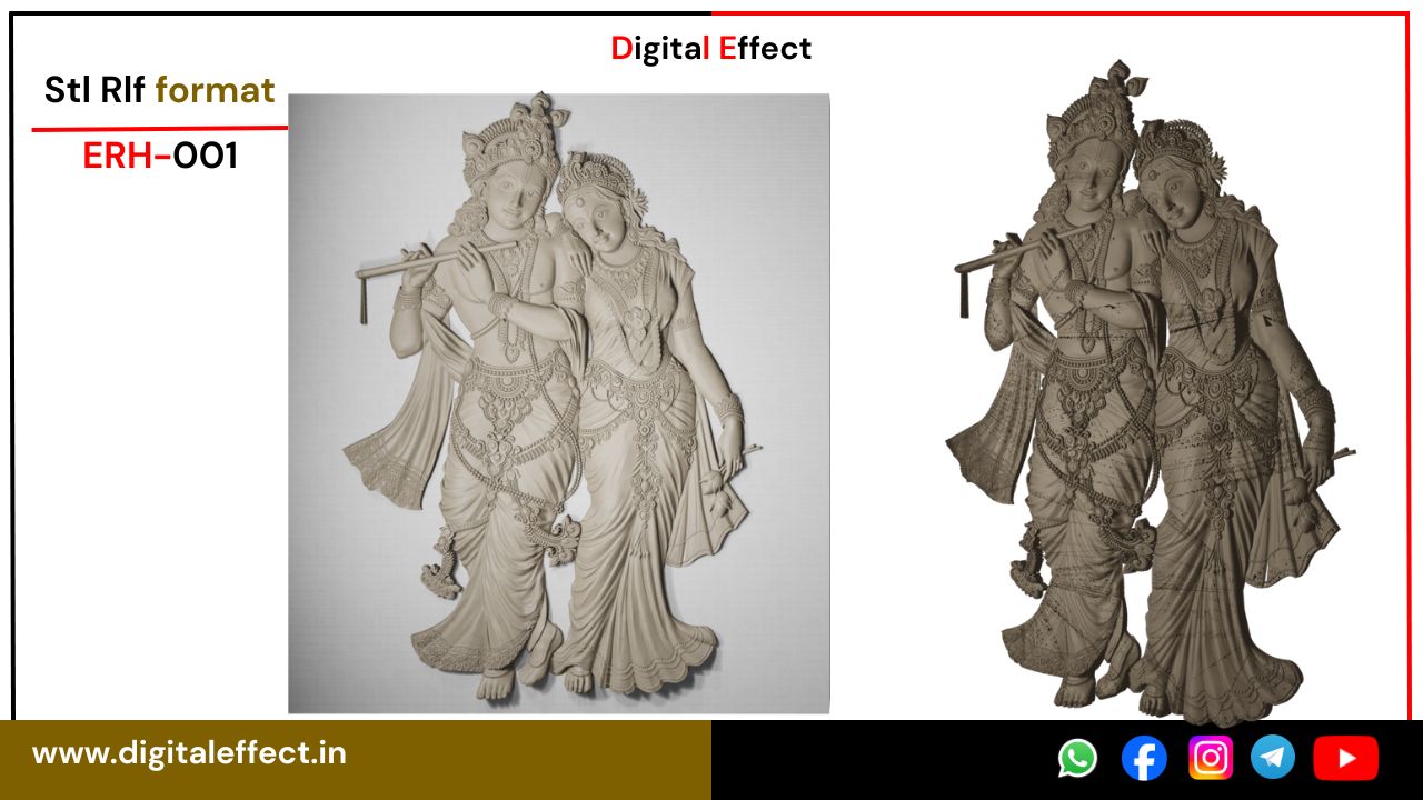 Radha Krishna Design STL/RLF file for CNC carving - Radha Krishna Design Pack
