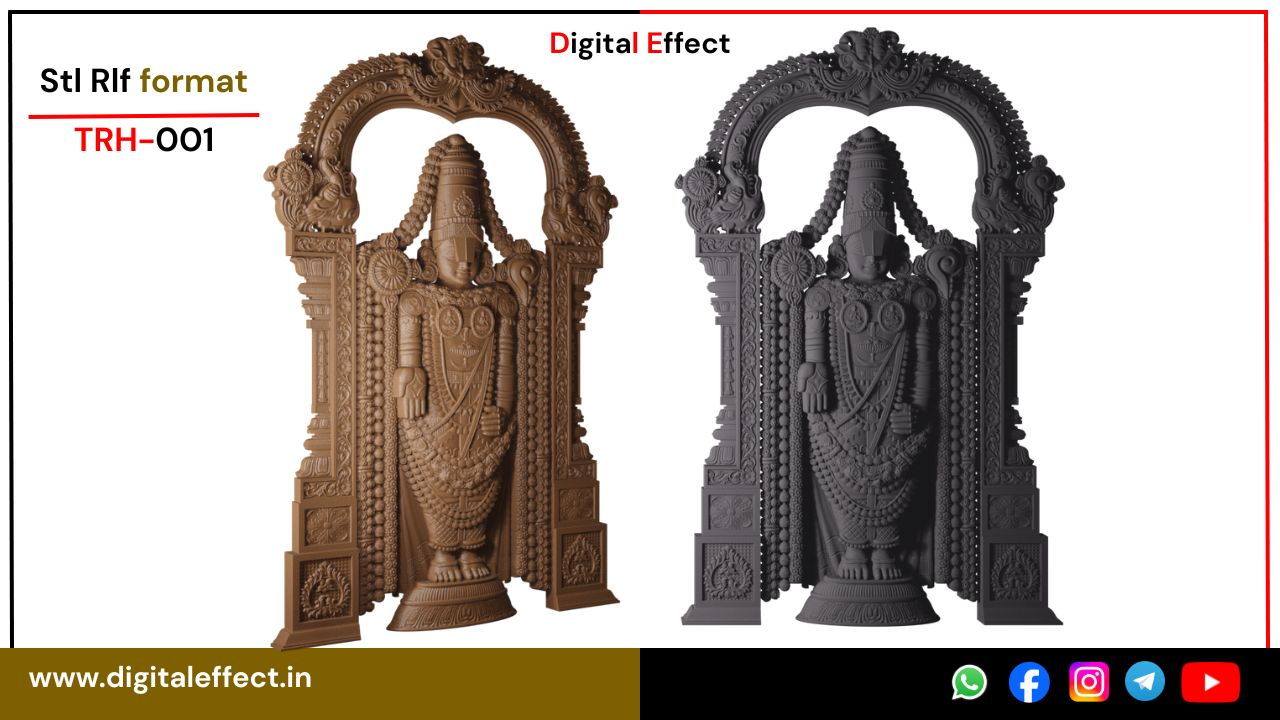 Venkateswara Tripathi Balaji Design STL/RLF file for CNC carving - Venkateswara Design Pack