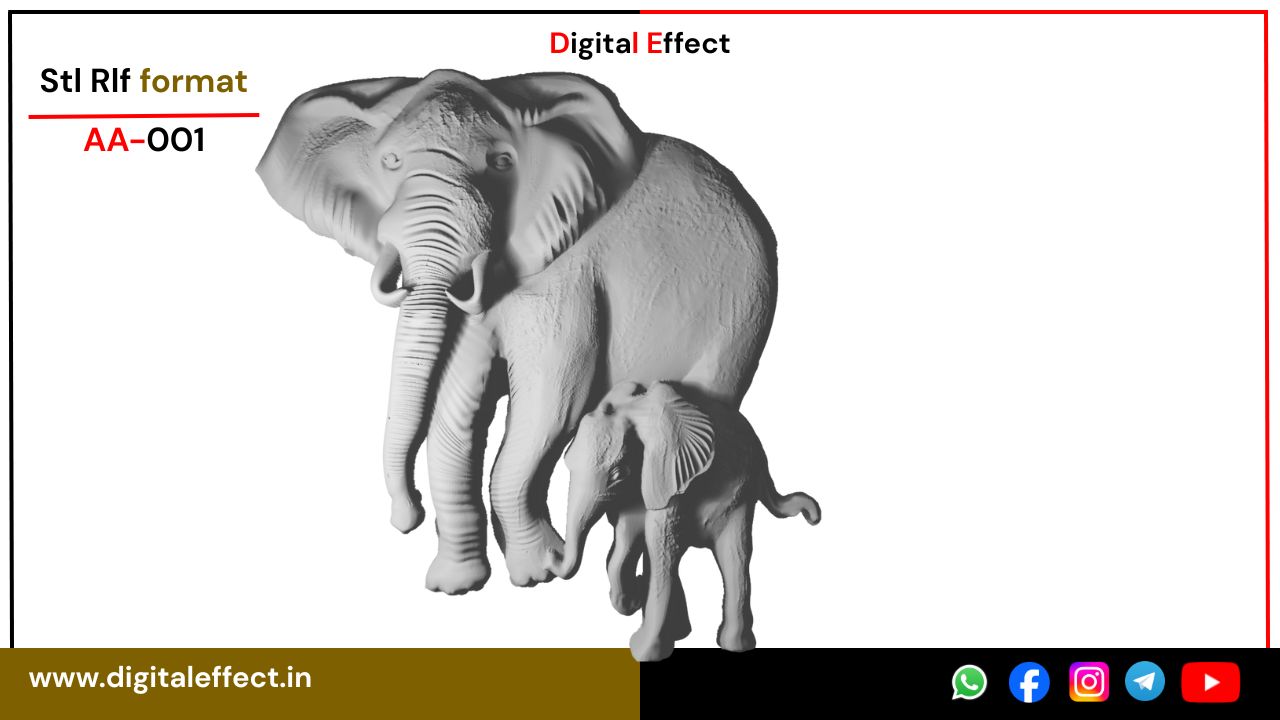 Majestic Elephant Relief CNC Carving Design – Digital Effect