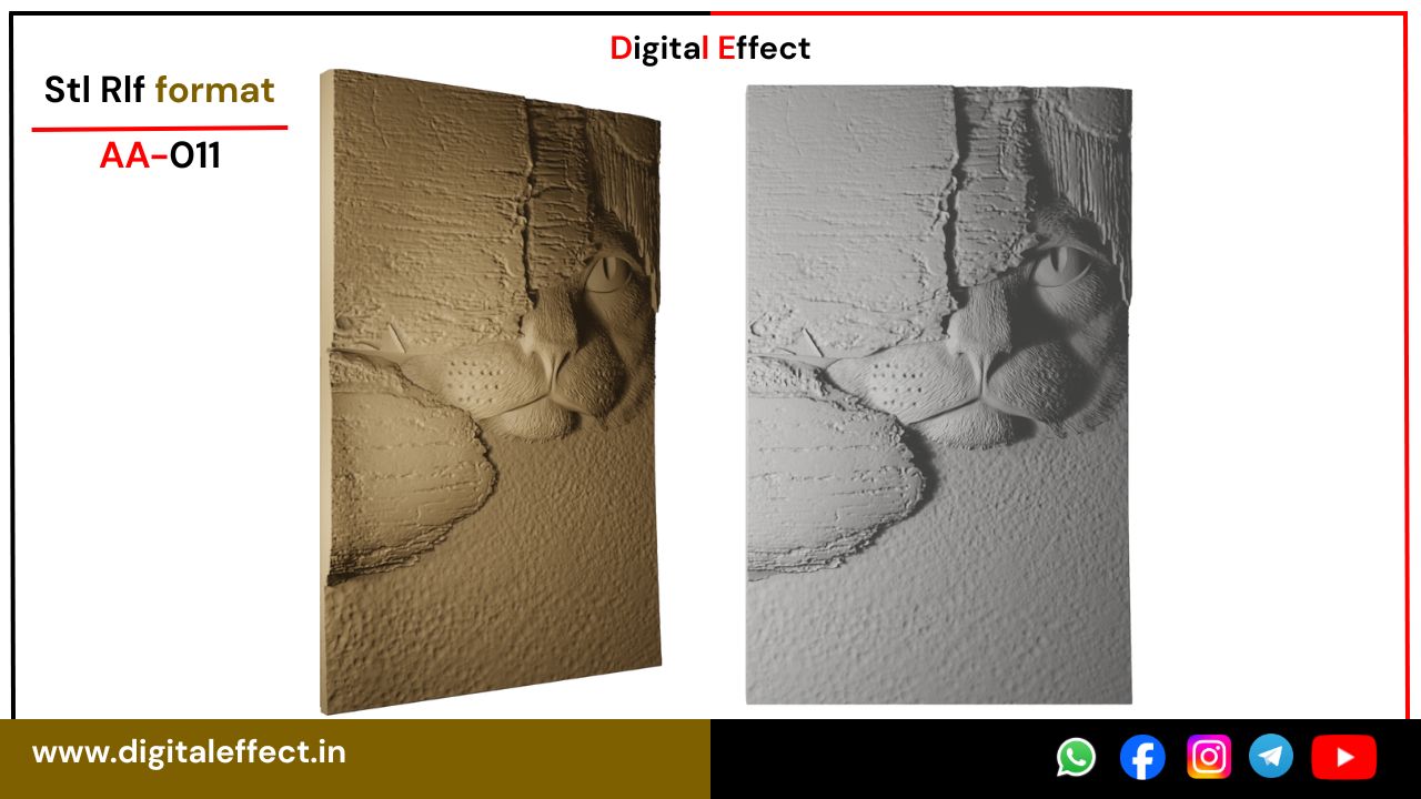 Cat Animal Relief Carving - CNC STL Design by Digital Effect