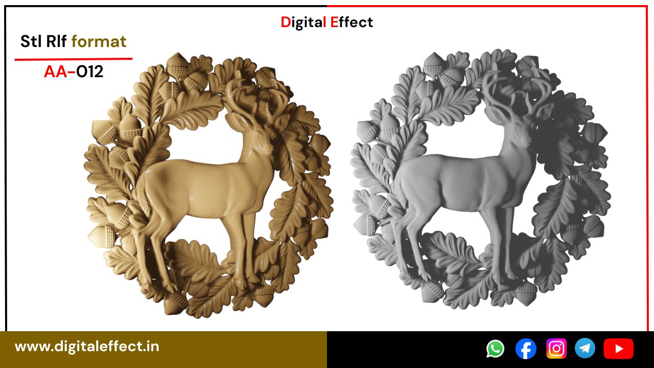 Deer Relief Carving - CNC Animal Design by Digital Effect