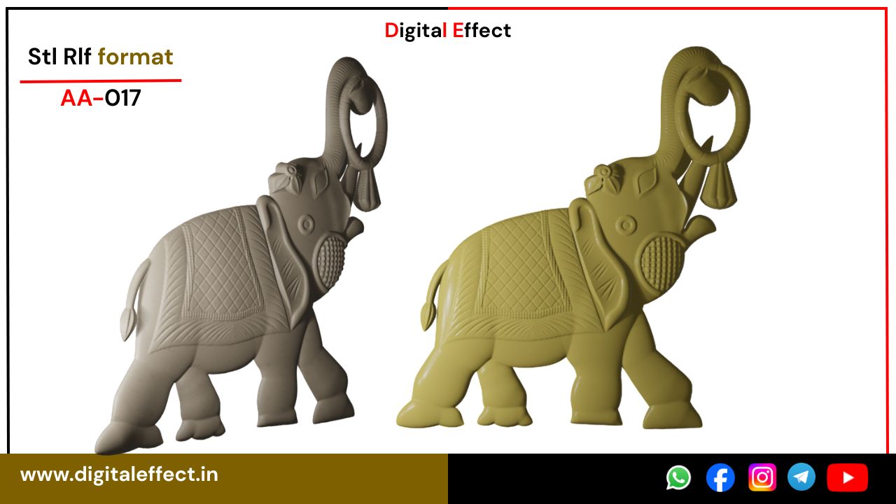 Elephant Relief Design for CNC Wood Carving - Digital Effect