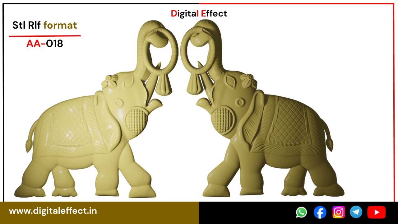 Elephant Relief Wall Panel for CNC Wood Carving - Digital Effect