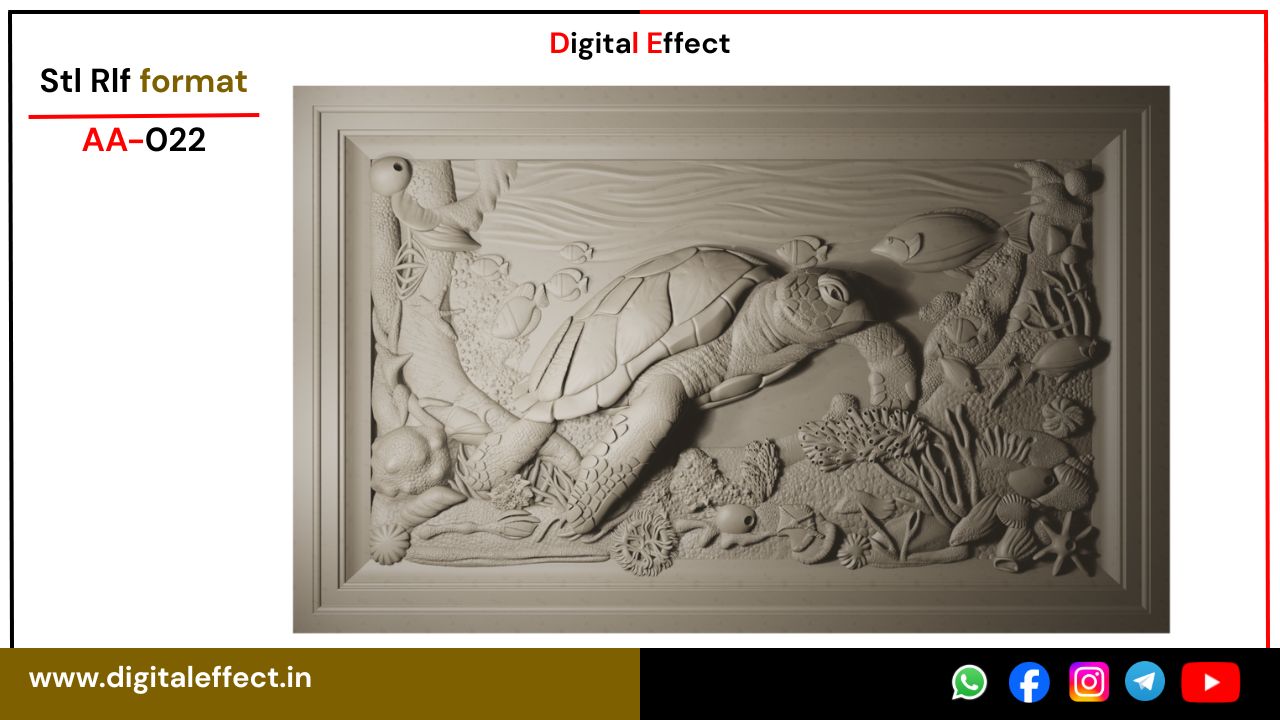 Turtle Relief Design for CNC Wood Carving - Digital Effect