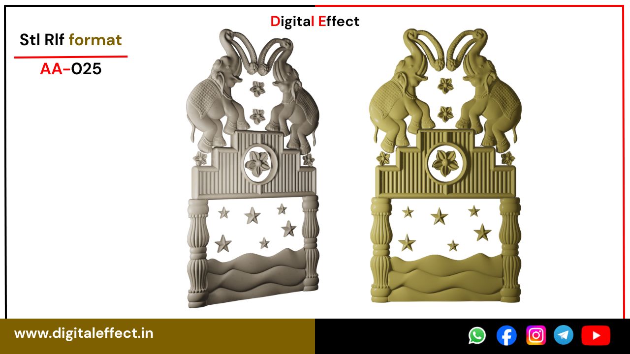 Elephant Relief Design for CNC Wood Carving - Digital Effect