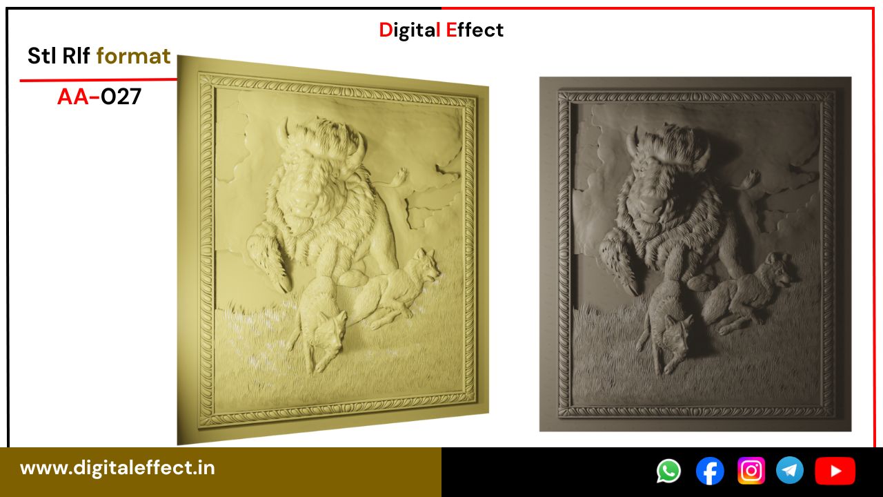 Fox and Bull Relief Design for CNC Carving - Digital Effect