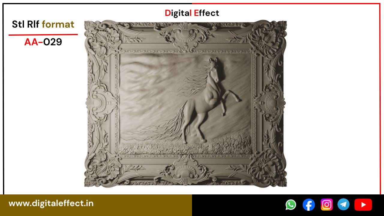 Horse Relief Design for CNC Wood Carving - Digital Effect
