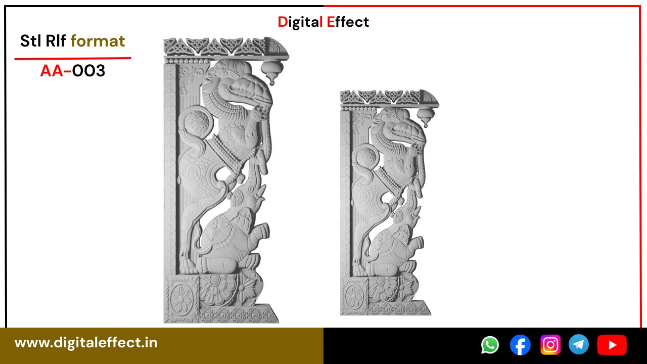 Decorative Elephant CNC Relief Panel Design – Digital Effect