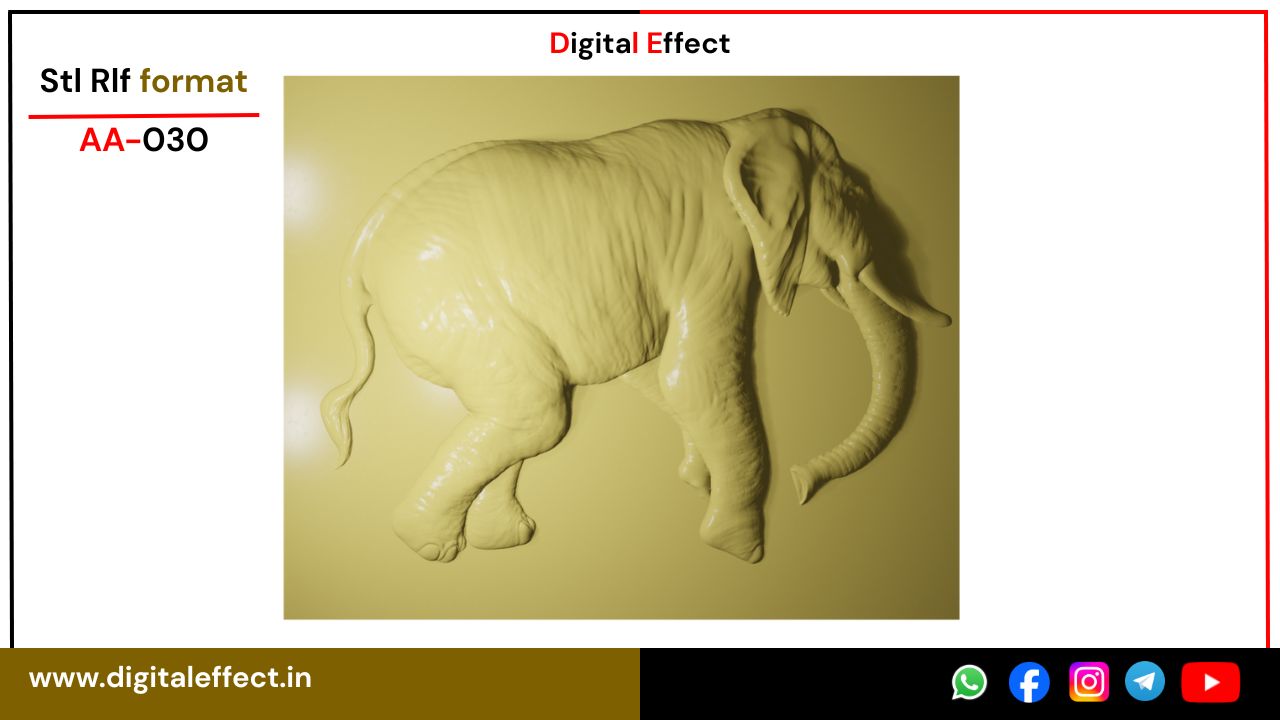 Elephant Relief Design for CNC Wood Carving - Digital Effect