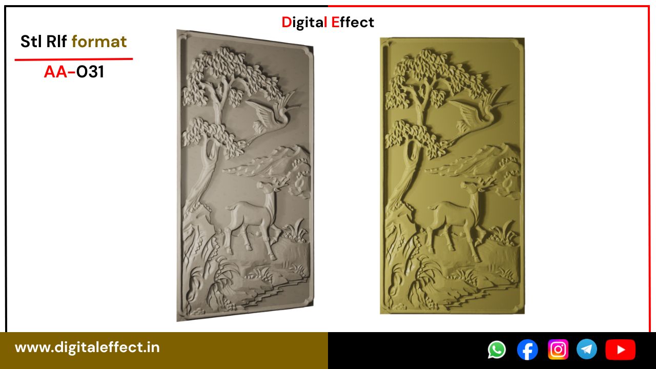 Swan and Deer Relief Design for CNC Carving - Digital Effect