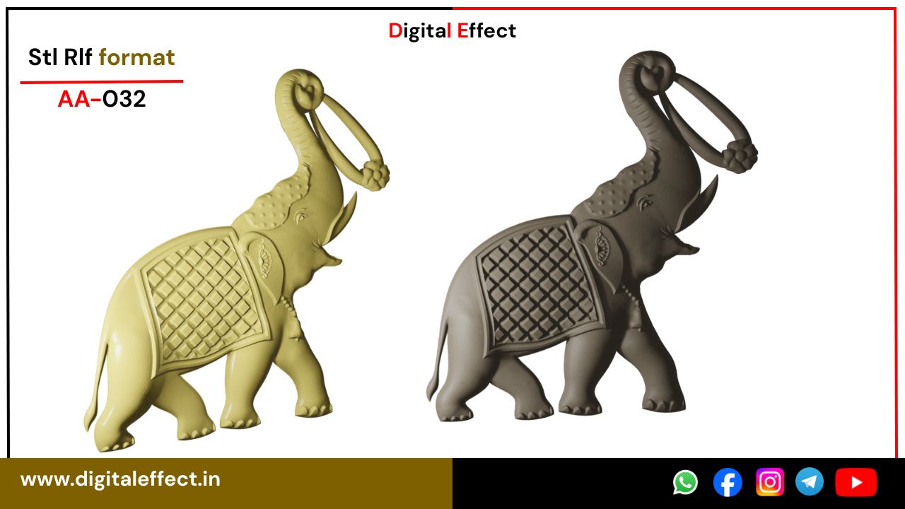 Elephant Relief Design for CNC Wood Carving - Digital Effect
