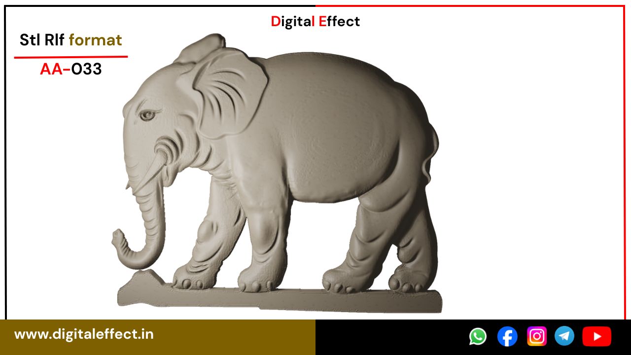 Elephant Relief Carving Design for CNC Woodwork - Digital Effect