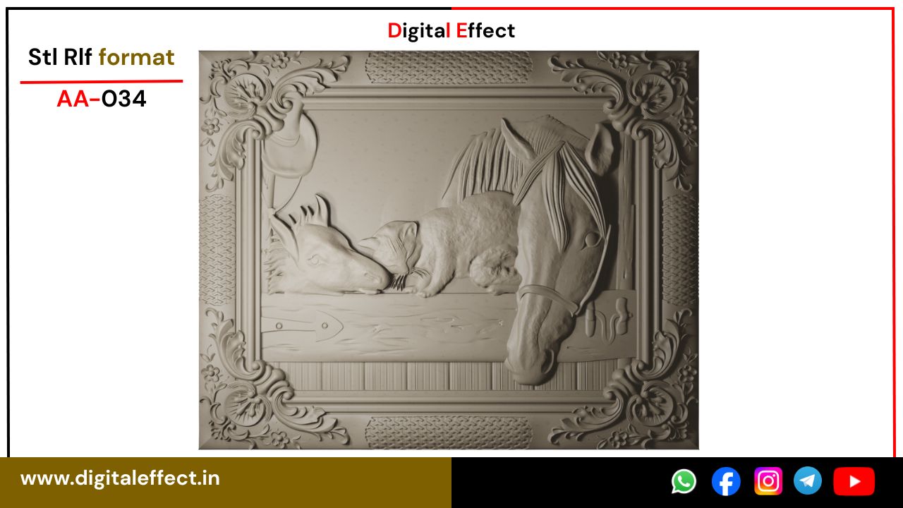 Horse Relief Design for CNC Wood Carving - Digital Effect