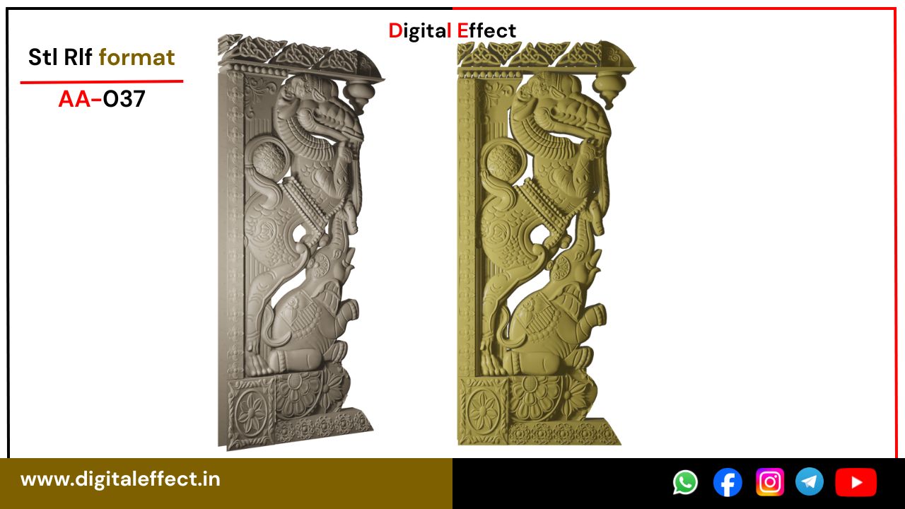 Horse and Elephant Relief Design for CNC Wood Carving - Digital Effect