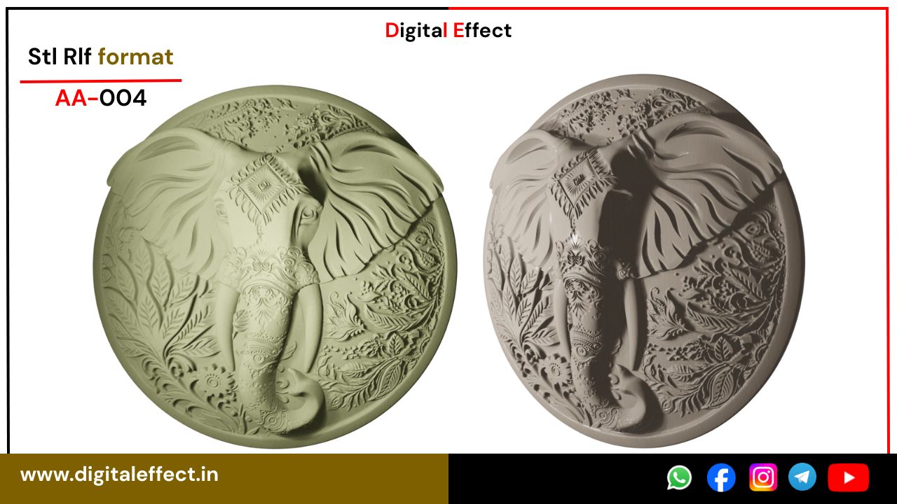 Traditional Elephant CNC Relief Design – Digital Effect