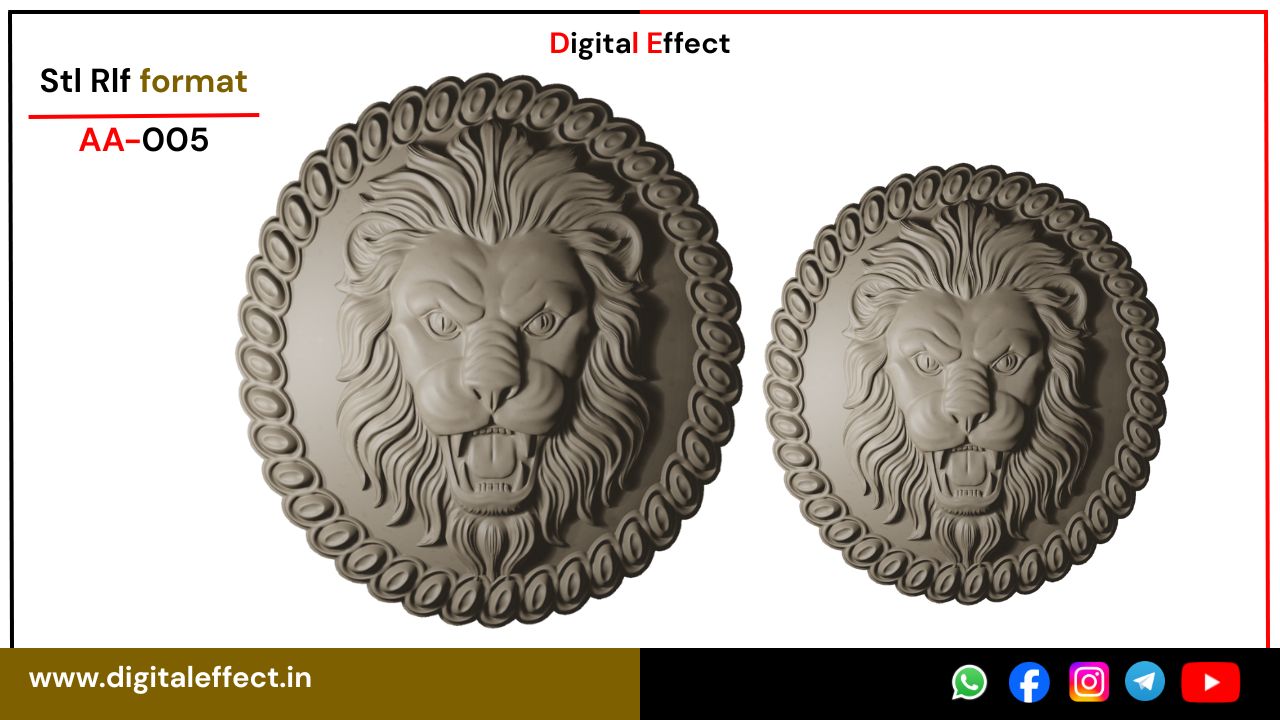 Lion Face Relief CNC Design – Digital Effect