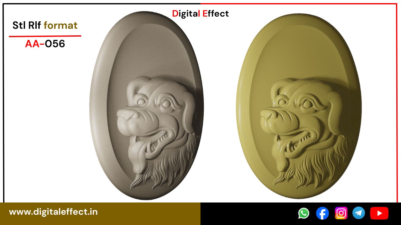 Canine Relief Carving Design for CNC Woodwork - Digital Effect