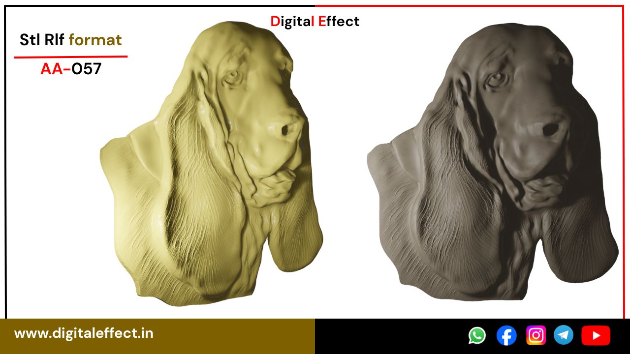 Dog Sculpture Relief Design for CNC Carving - Digital Effect