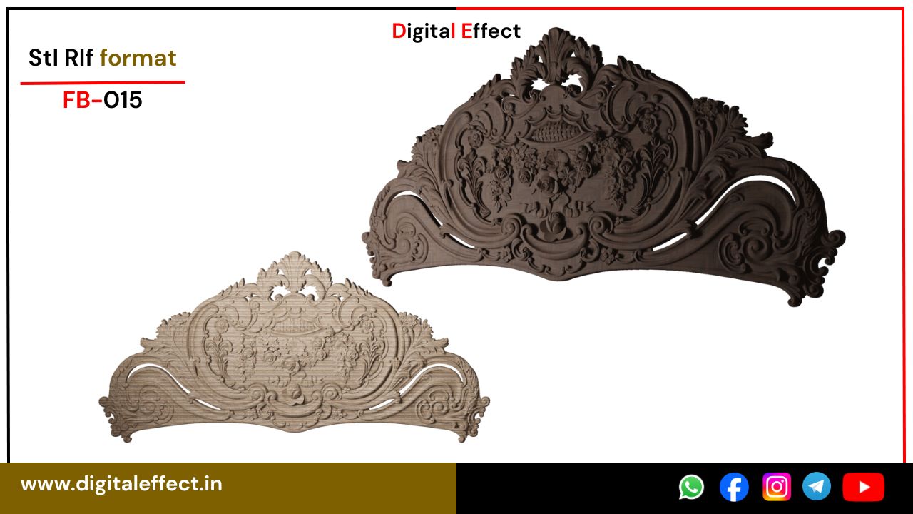 Elegant Floral Bed Carving Panel – Digital Effect