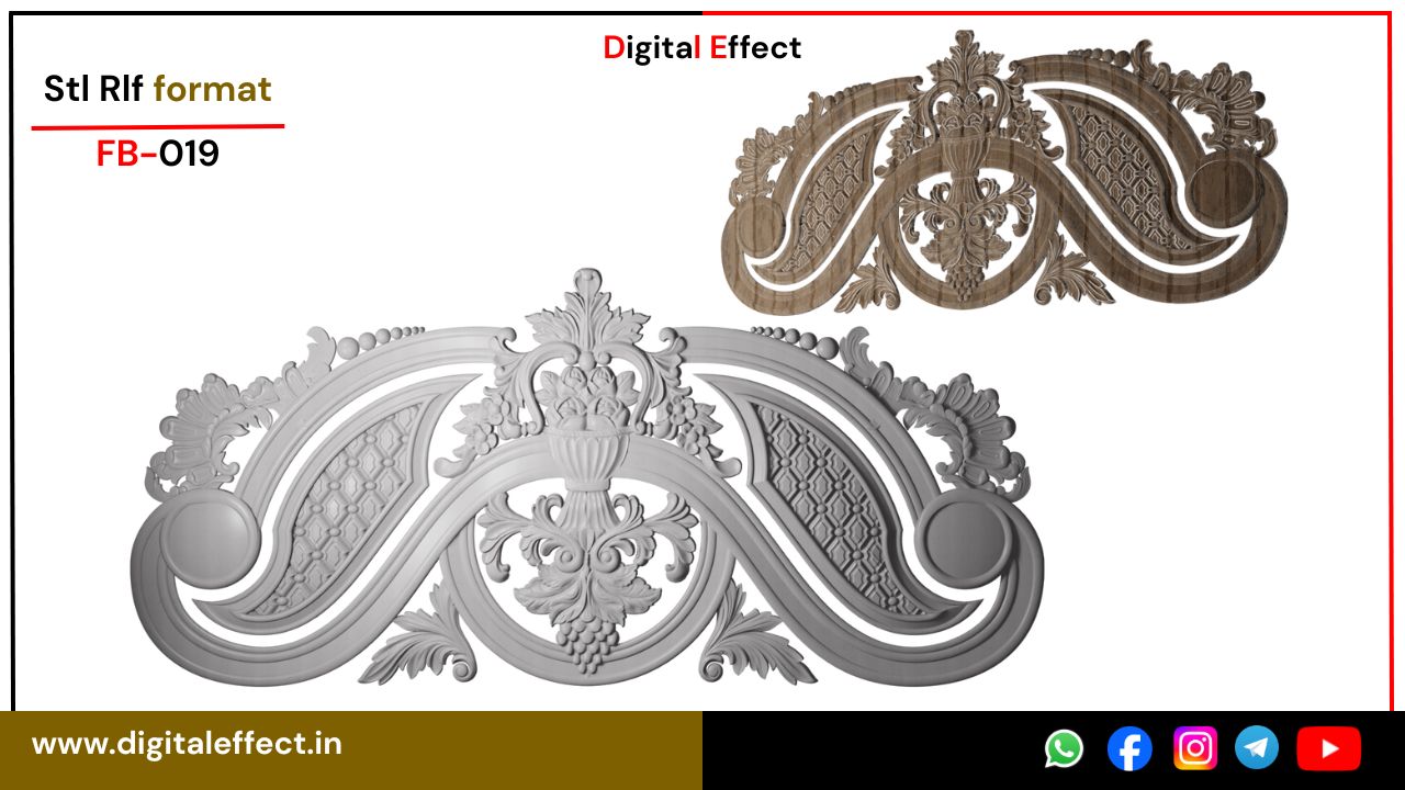 Luxury Floral Bed Panel Carving – Digital Effect