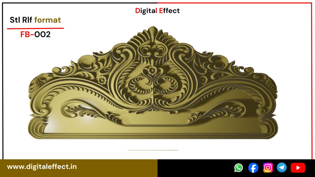 Royal Floral Bed Headboard CNC Design – Digital Effect