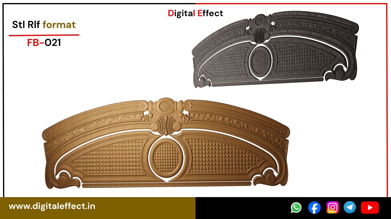 Elegant Floral Bed Carving Panel – Digital Effect