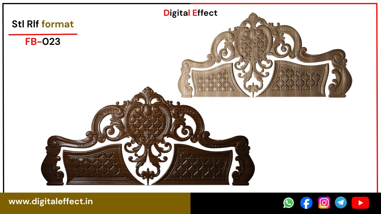 Ornate Floral Relief Bed Panel – Digital Effect