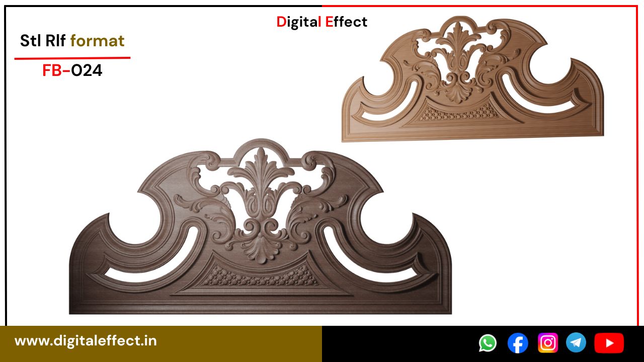 Classic Floral Wood Bed Panel – Digital Effect