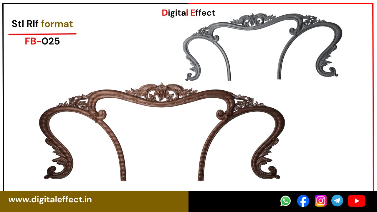 Luxury Floral Relief Wood Bed Panel – Digital Effect