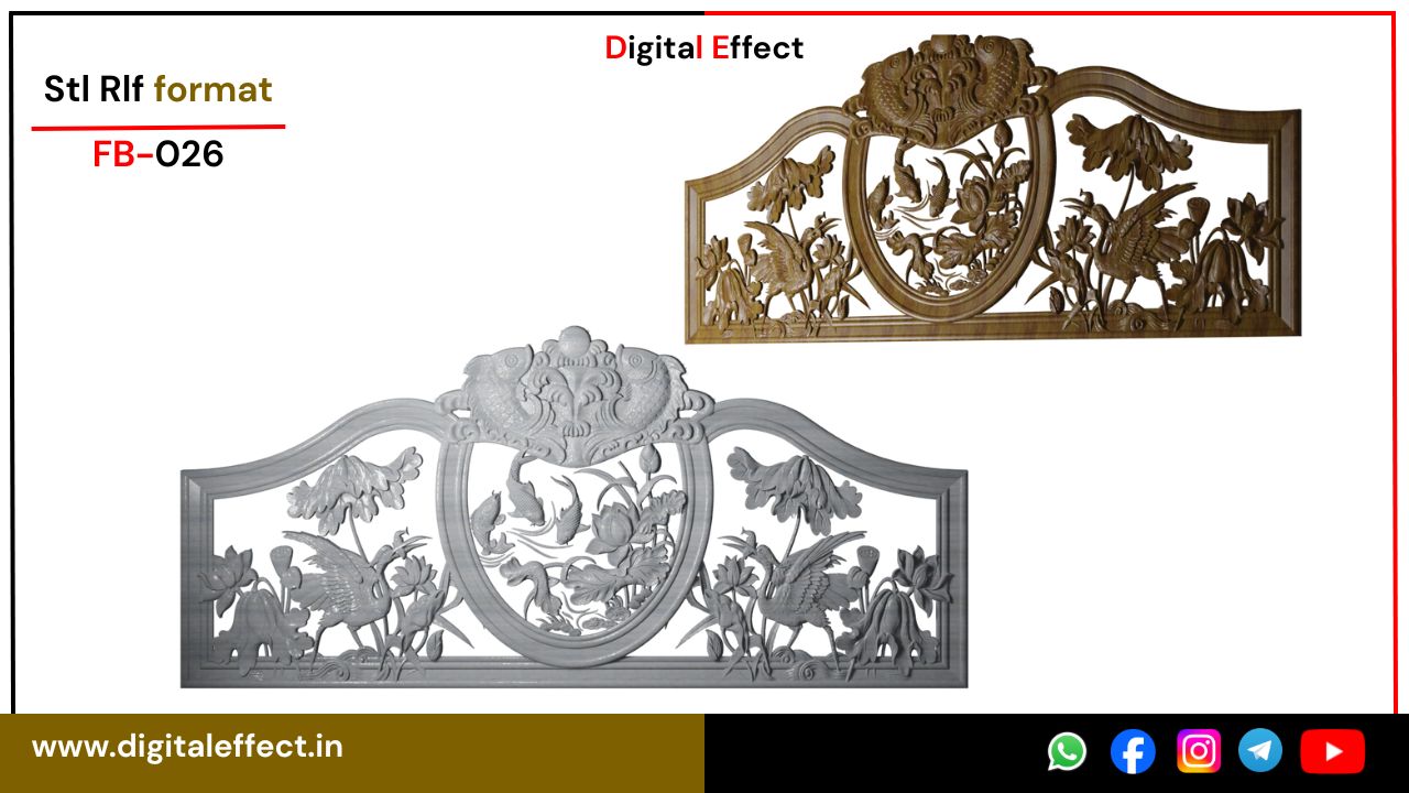 Modern Floral Wood Relief Bed Panel – Digital Effect