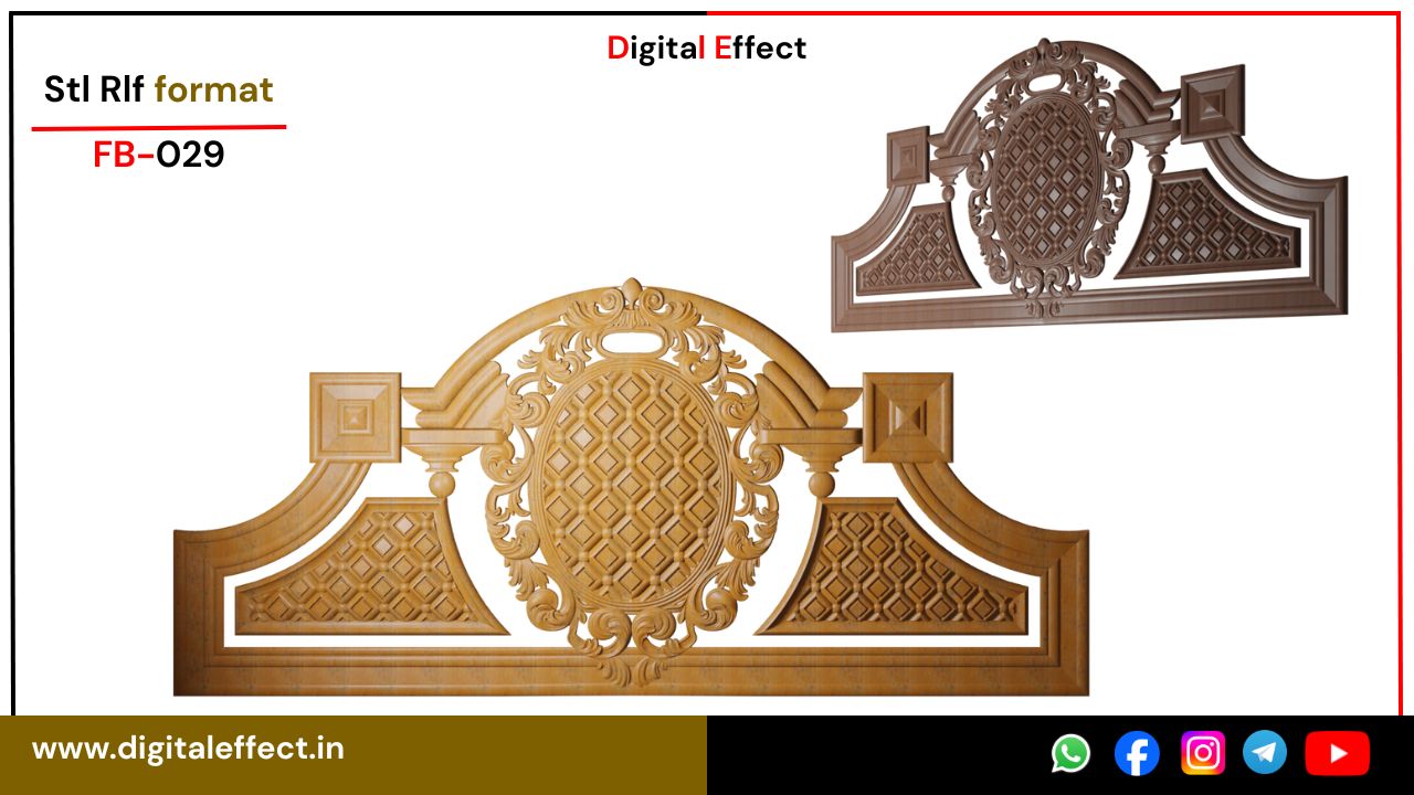 Luxury Floral Wood Relief Bed Panel – Digital Effect