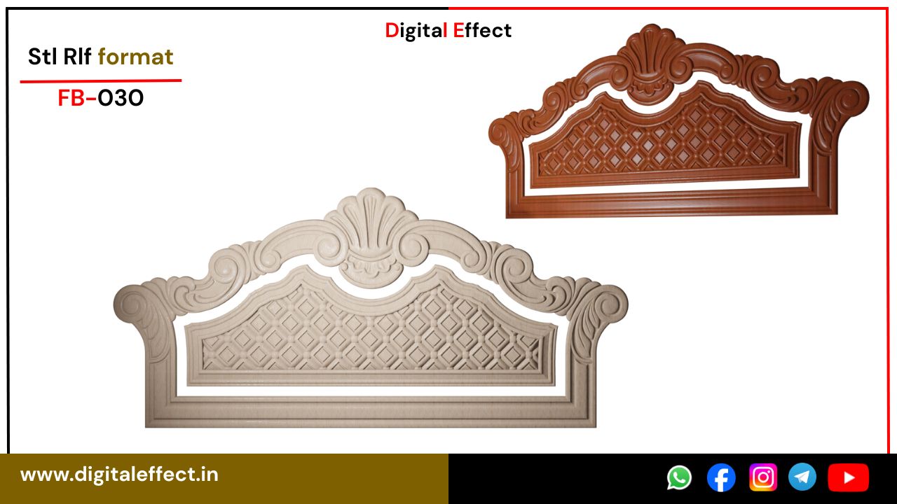 Classic Floral Relief Wood Bed Panel – Digital Effect