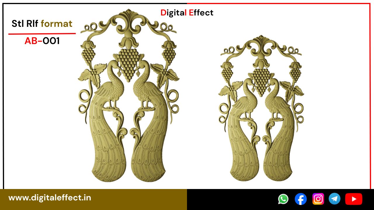 Elegant Peacock CNC Relief Design for Wood Carving – Digital Effect