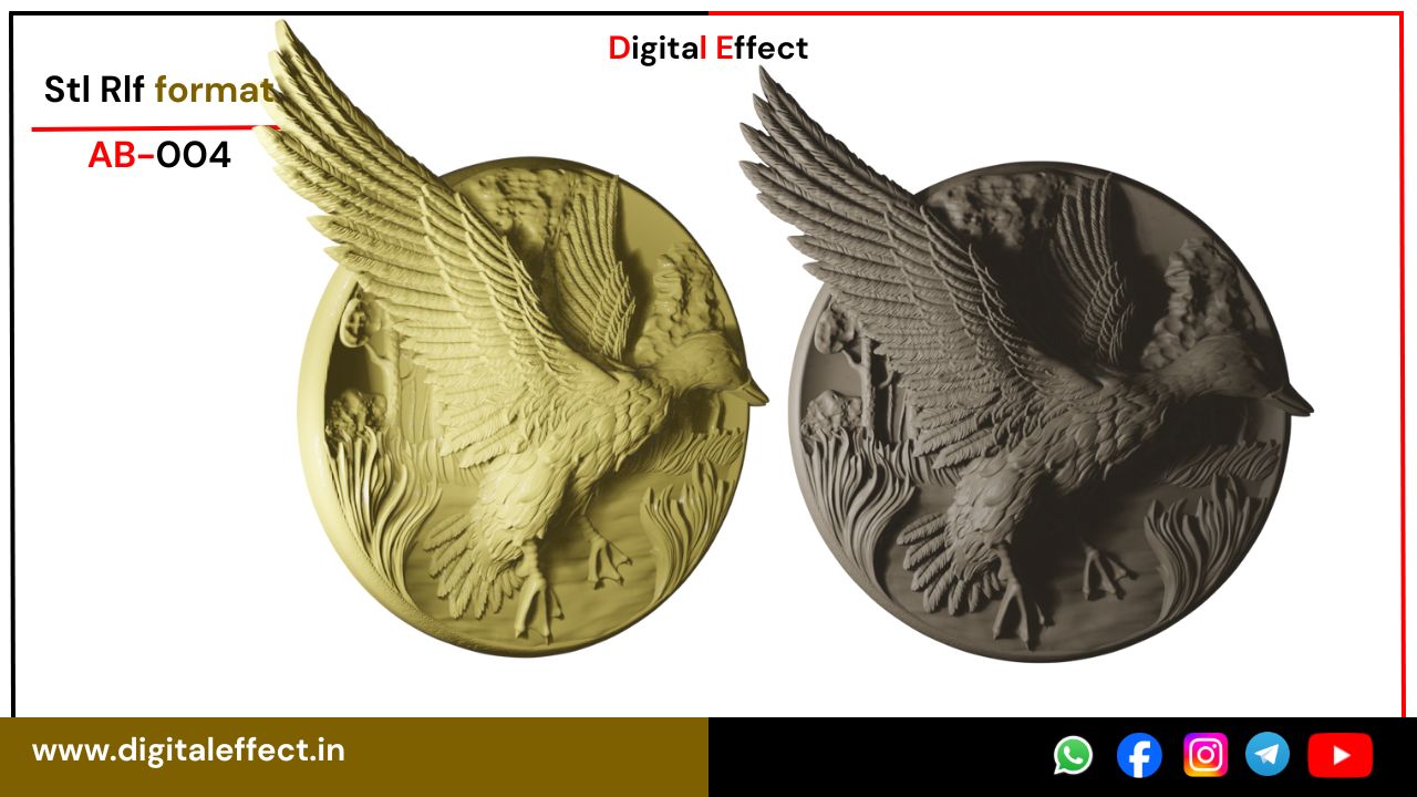 Eagle Bird Relief Carving Design for CNC Woodwork - Digital Effect