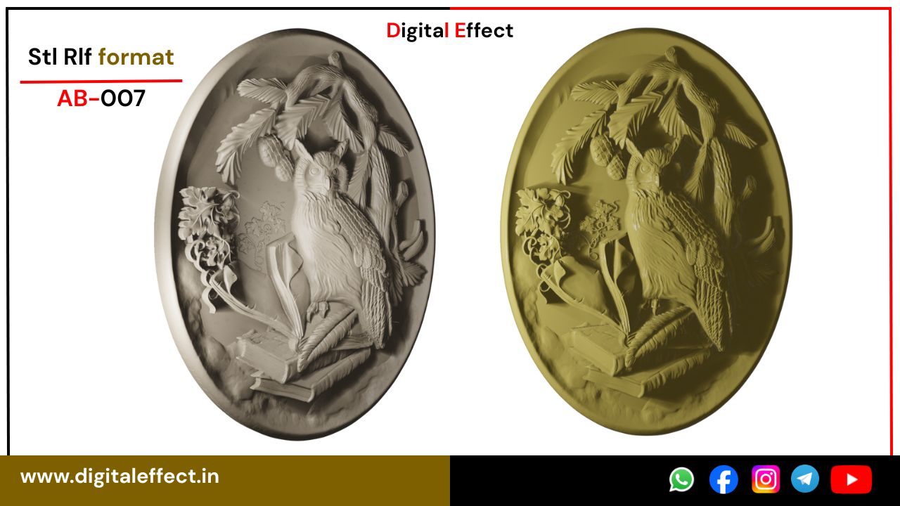 Owl Bird Relief Carving for CNC Woodwork - Digital Effect