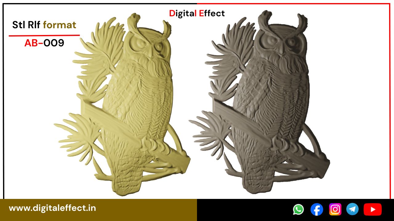 Owl Bird Relief Carving for CNC Woodwork - Digital Effect