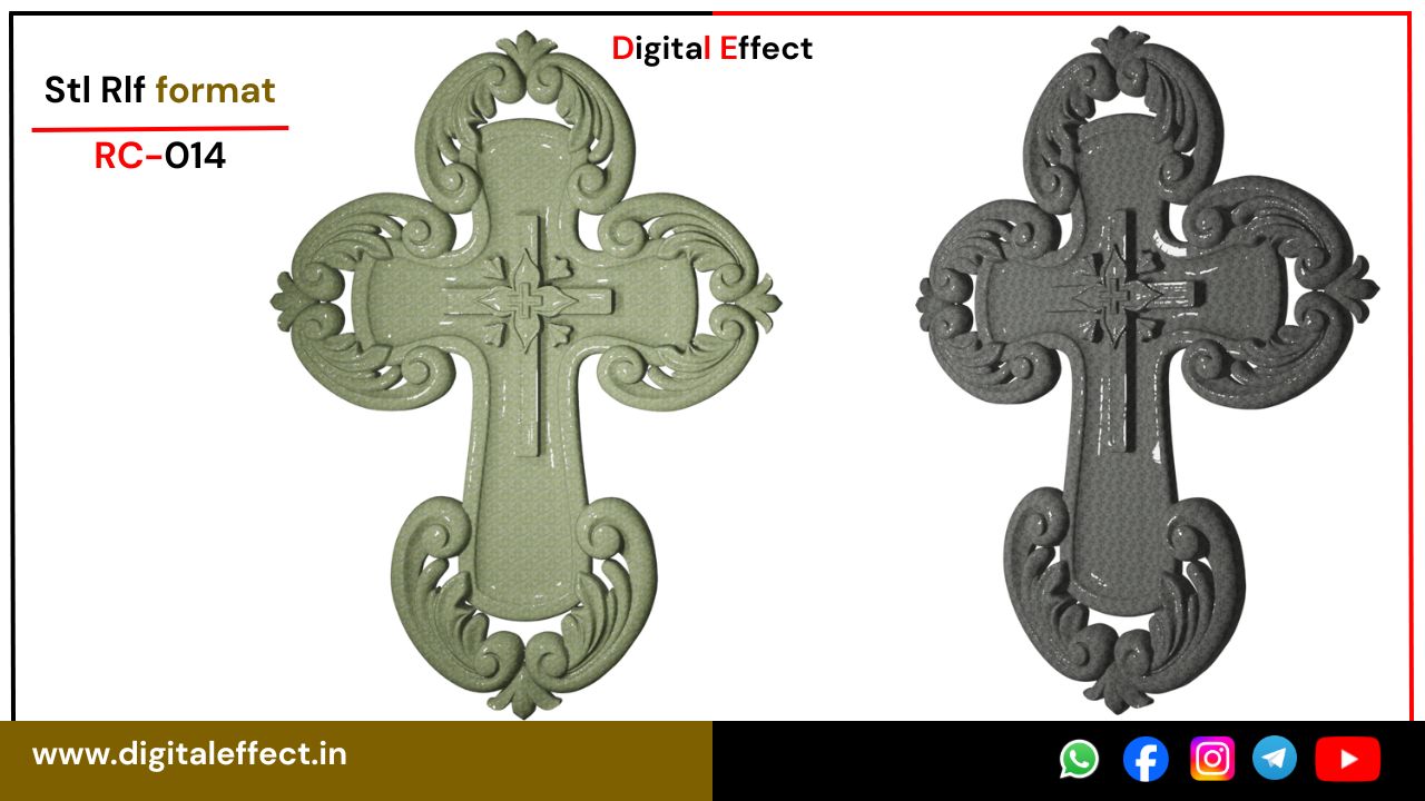 Elegant Jesus Crucifix Relief with Decorative Motifs - Digital Effect