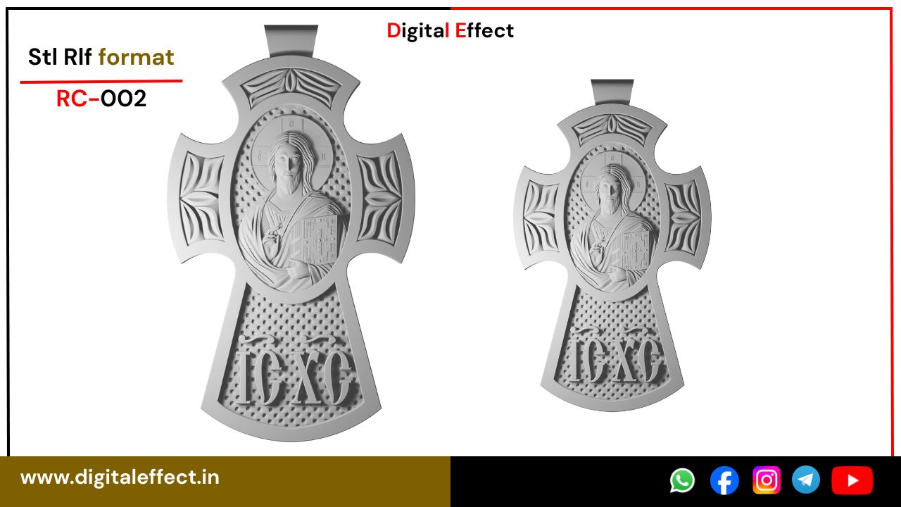 Elegant CNC Cross Relief Design for Wood Carving – Digital Effect