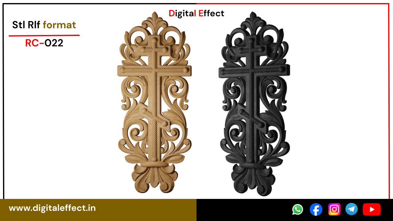 Elegant Christian Crucifix Relief for CNC Carving - Digital Effect
