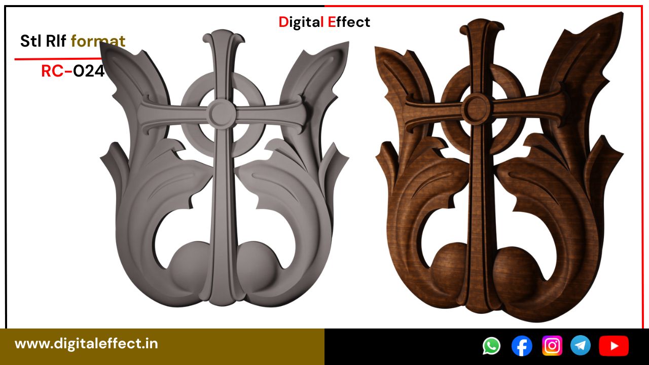 Decorative Jesus Cross Relief for CNC Projects - Digital Effect
