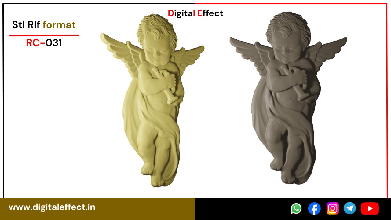 Artistic Angel CNC Relief Design for Wood Carving – Digital Effect