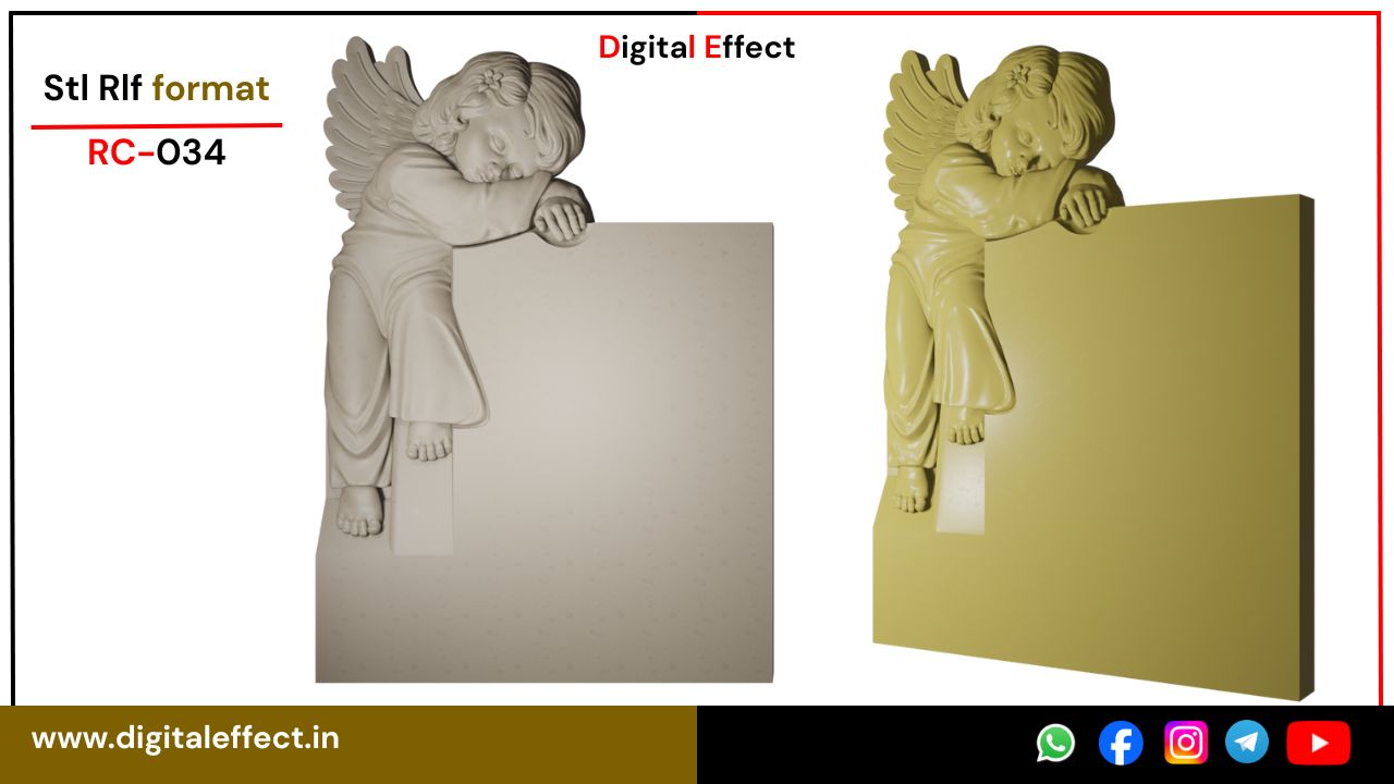 Celestial Angel Girl CNC Relief Design for Wood Carving – Digital Effect