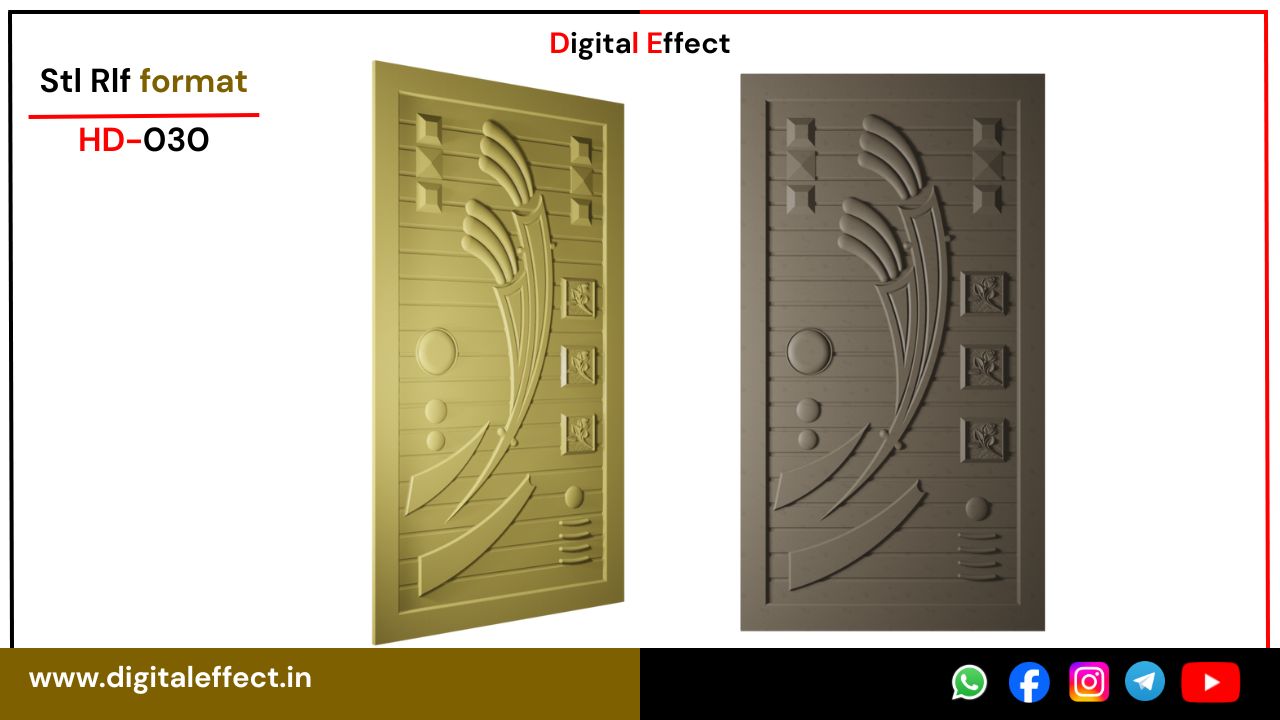 Artistic CNC Interior Wooden Door Design – Digital Effect