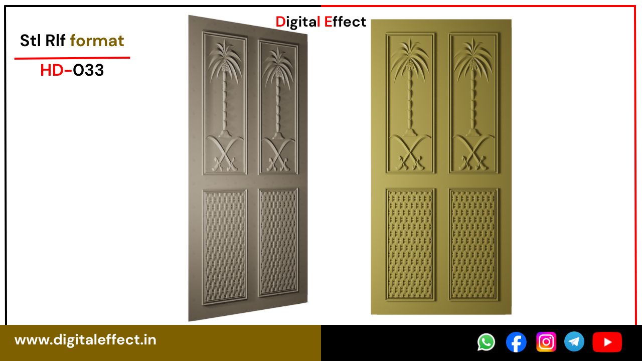 Elegant Decorative Wooden Door Panel – Digital Effect